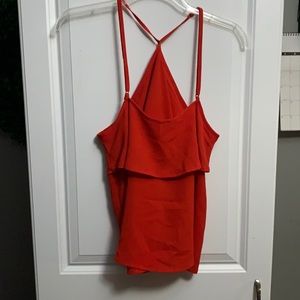 Red spaghetti strap halter top